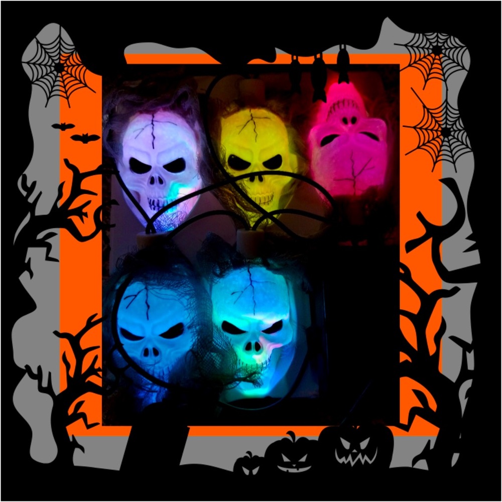 VTG Y2K Color Change Skull Light Set Halloween Party String Lights New NIP NOS